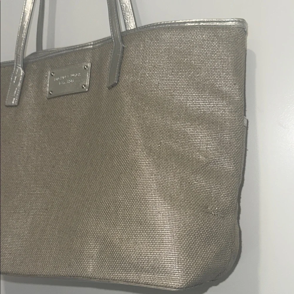 Michael Kors Metallic Taupe Tote Bag with Silver Trim - Picture 5 of 10